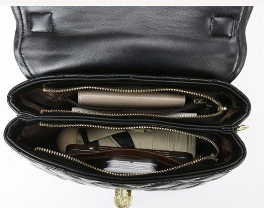 Quilted PU Leather Crossbody Handbag – Women’s Medium Shoulder Bag with Gold Hardware - Зображення 3