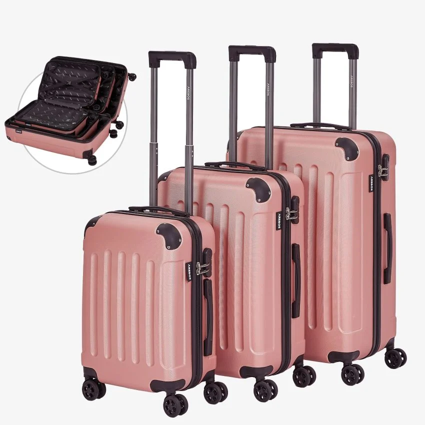 Set of 3 Rose Gold Travel Suitcases - Зображення 2